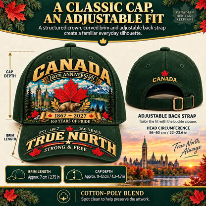 49% OFF -  Canada 160th Anniversary 1867–2027 – Premium Heritage Cap | Cotton-Poly Blend • Detailed Embroidery • Adjustable Fit