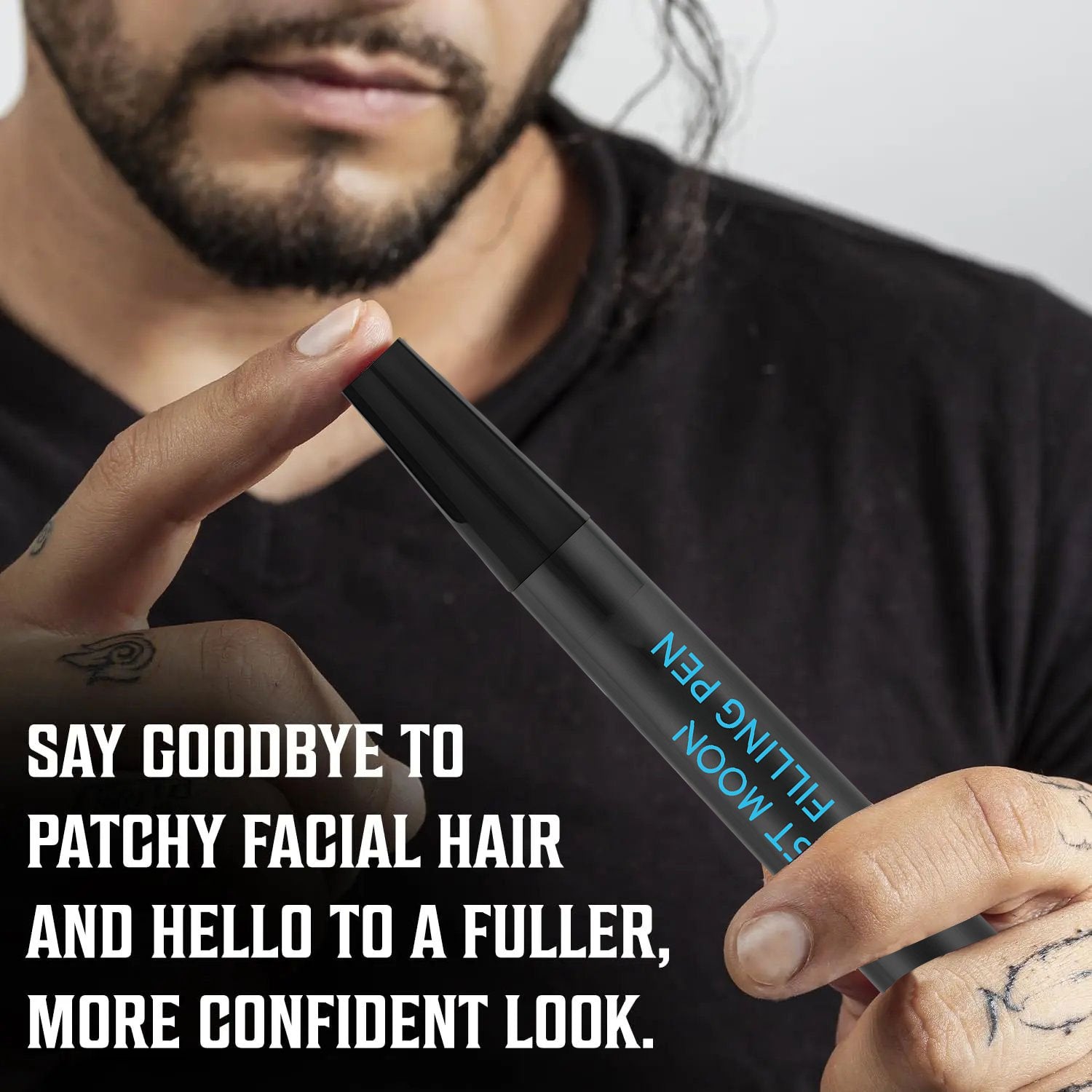 Beard Filler Pen 2-Piece Set with Brush Waterproof & Long-Lasting for Men