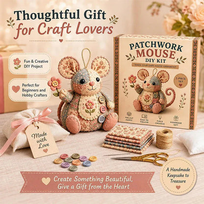 🎁 Handcrafted Vintage Mouse Plush Sewing Kit 🧵 DIY Heirloom Craft Gift Set