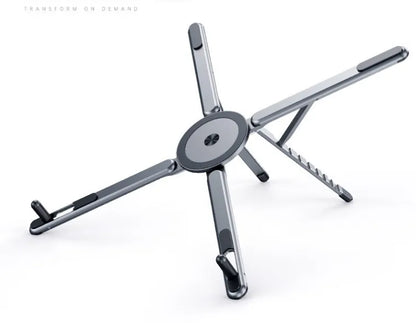 💻 Foldable Aluminum Laptop Stand – Built-In Magnetic Phone Holder