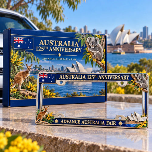 🦘🐨 Australia 125th Anniversary Commemorative Metal License Plate Frame