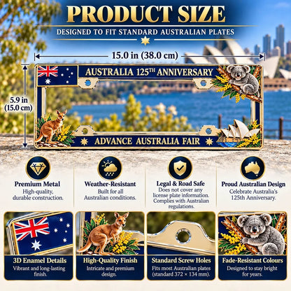 🦘🐨 Australia 125th Anniversary Commemorative Metal License Plate Frame