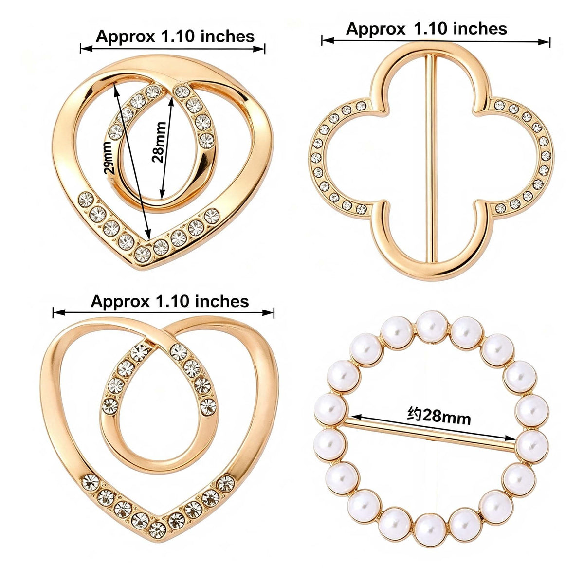 4-Piece Fashion Scarf & Shirt Styling Retaining clip Set
