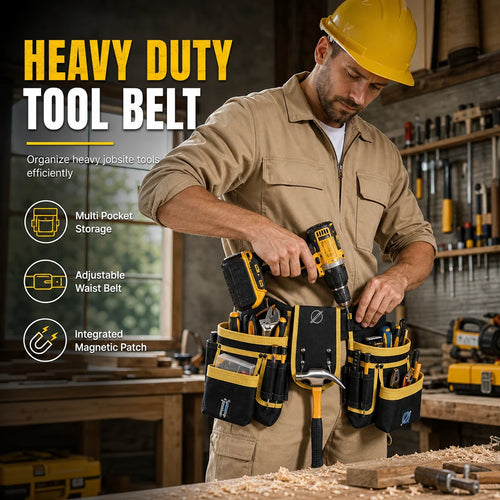 🛠️ Adjustable Tool Belt Pouch – Multi-Pocket Hands-Free Storage