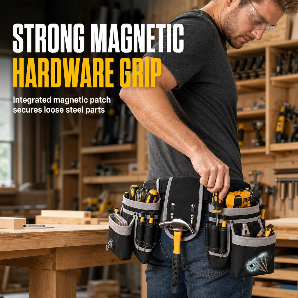🛠️ Adjustable Tool Belt Pouch – Multi-Pocket Hands-Free Storage