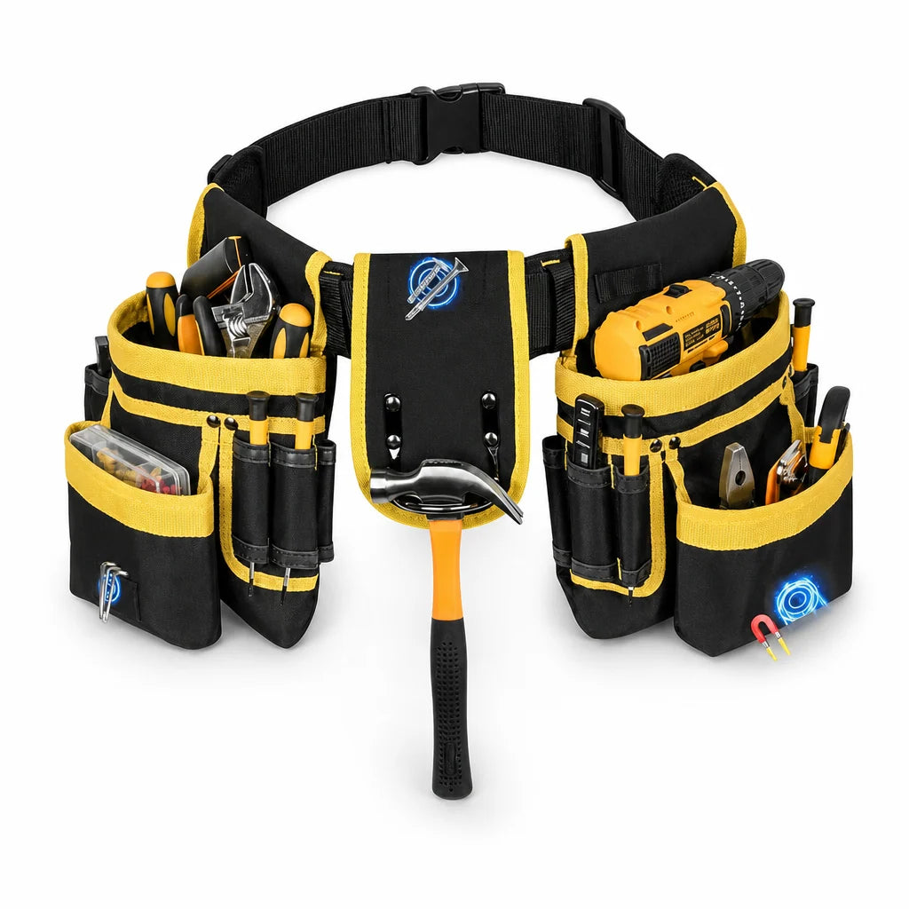 🛠️ Adjustable Tool Belt Pouch – Multi-Pocket Hands-Free Storage