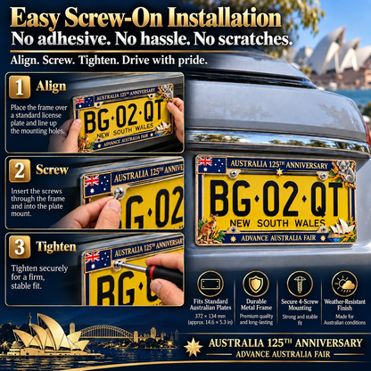 🦘🐨 Australia 125th Anniversary Commemorative Metal License Plate Frame