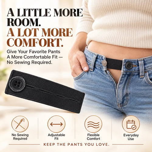 👖 Adjustable Elastic Waistband Button Extender – No-Sew Comfort for Jeans & Pants