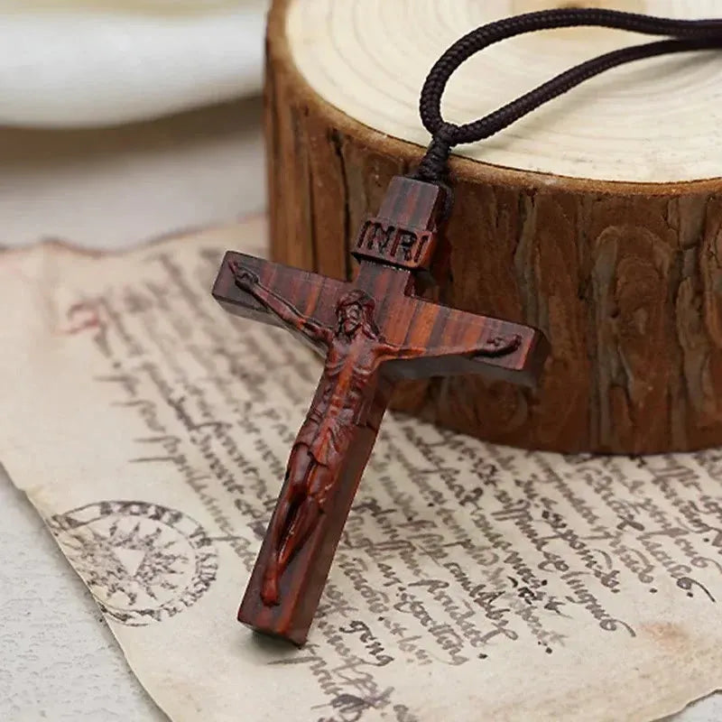 ✝️100% Handmade Jesus Cross Wooden Necklace(Handmade)
