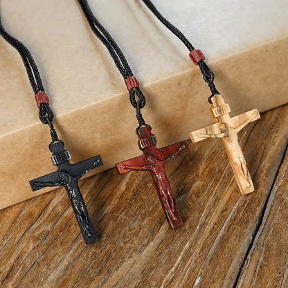 ✝️100% Handmade Jesus Cross Wooden Necklace(Handmade)