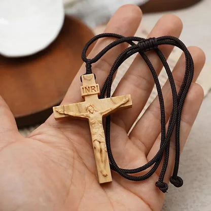 ✝️100% Handmade Jesus Cross Wooden Necklace(Handmade)