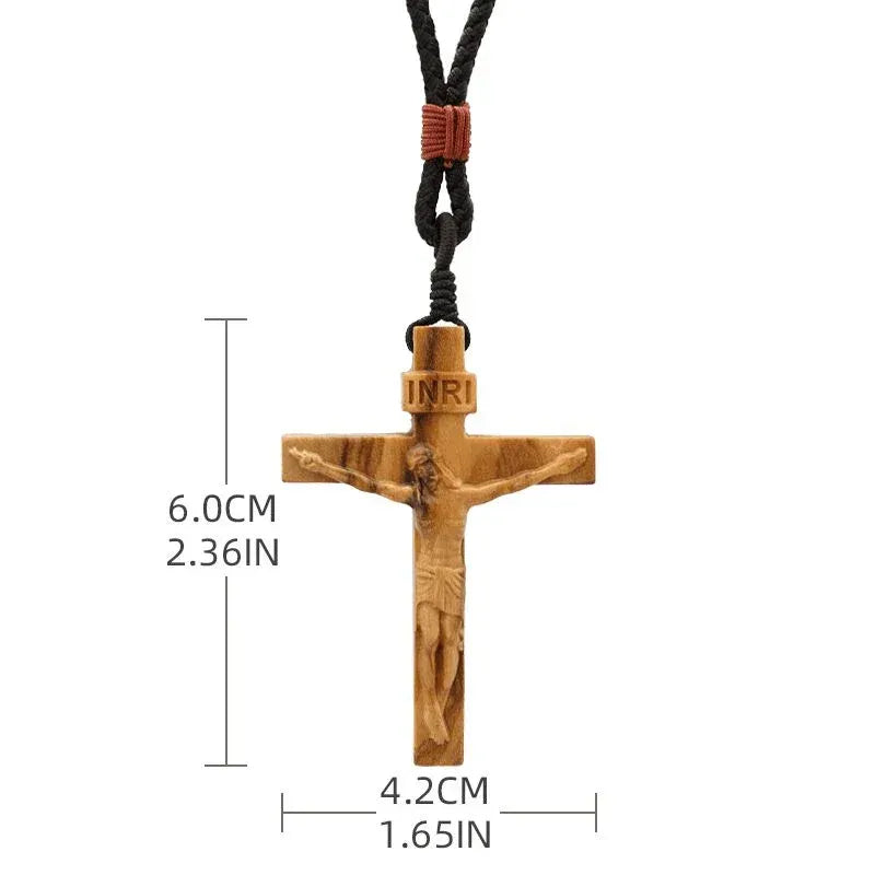 ✝️100% Handmade Jesus Cross Wooden Necklace(Handmade)