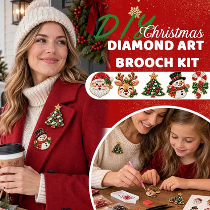 🎄Beginner-Friendly Christmas Diamond Painting Brooch DIY Kit | 6 Festive Designs with Sparkling Gems & Pin Backs 💎
