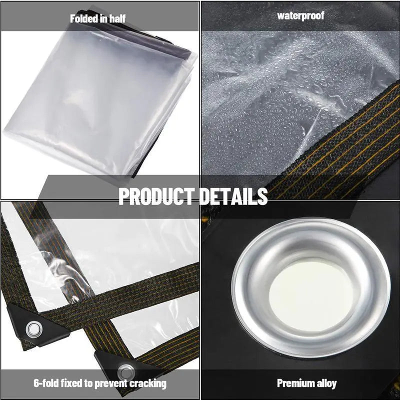 💧 7×10FT Clear Waterproof Tarp – Transparent Outdoor Protective Cover