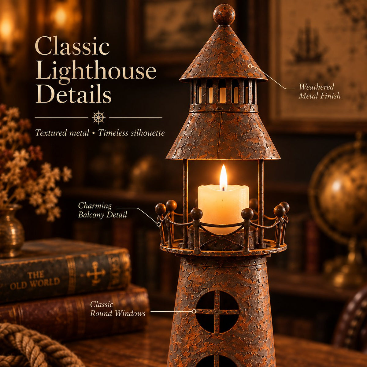🕯️ Vintage Lighthouse Candle Lantern-Bring the Warm Glow of an Old Lighthouse Home