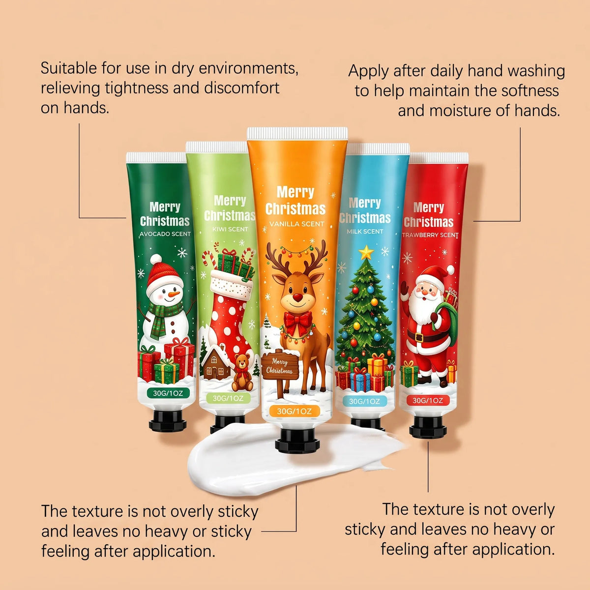 🎄 Christmas Scented Hand Cream Gift Set – Moisturizing Hand Care