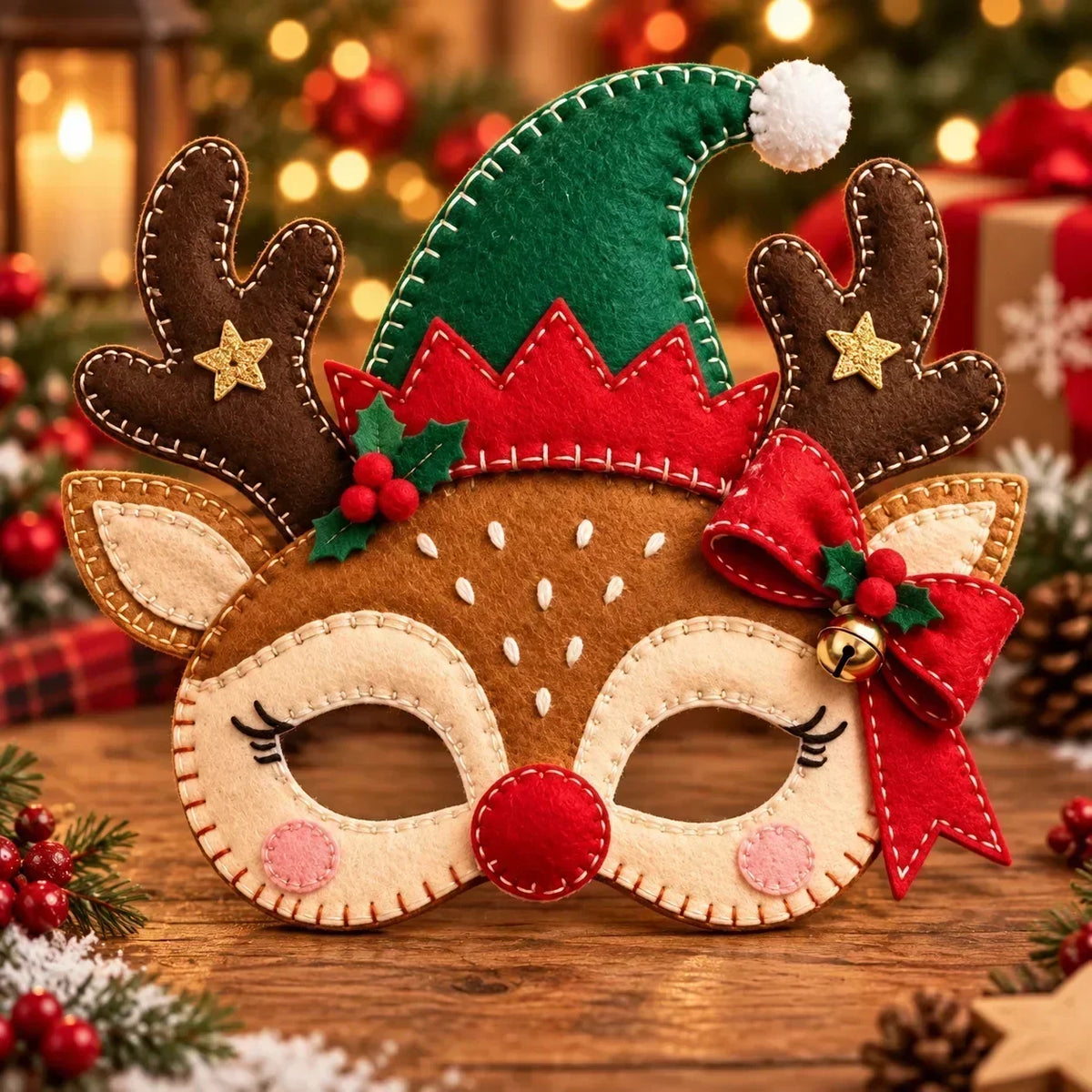 🔥HOT SALE🔥🎄 Handmade Christmas Felt Masks | Cute Holiday Party Costumes & Festive Dress-Up Accessories
