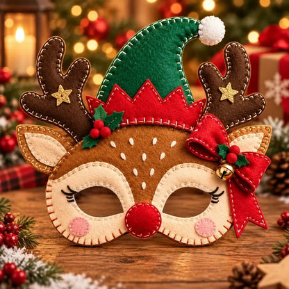 🔥HOT SALE🔥🎄 Handmade Christmas Felt Masks | Cute Holiday Party Costumes & Festive Dress-Up Accessories