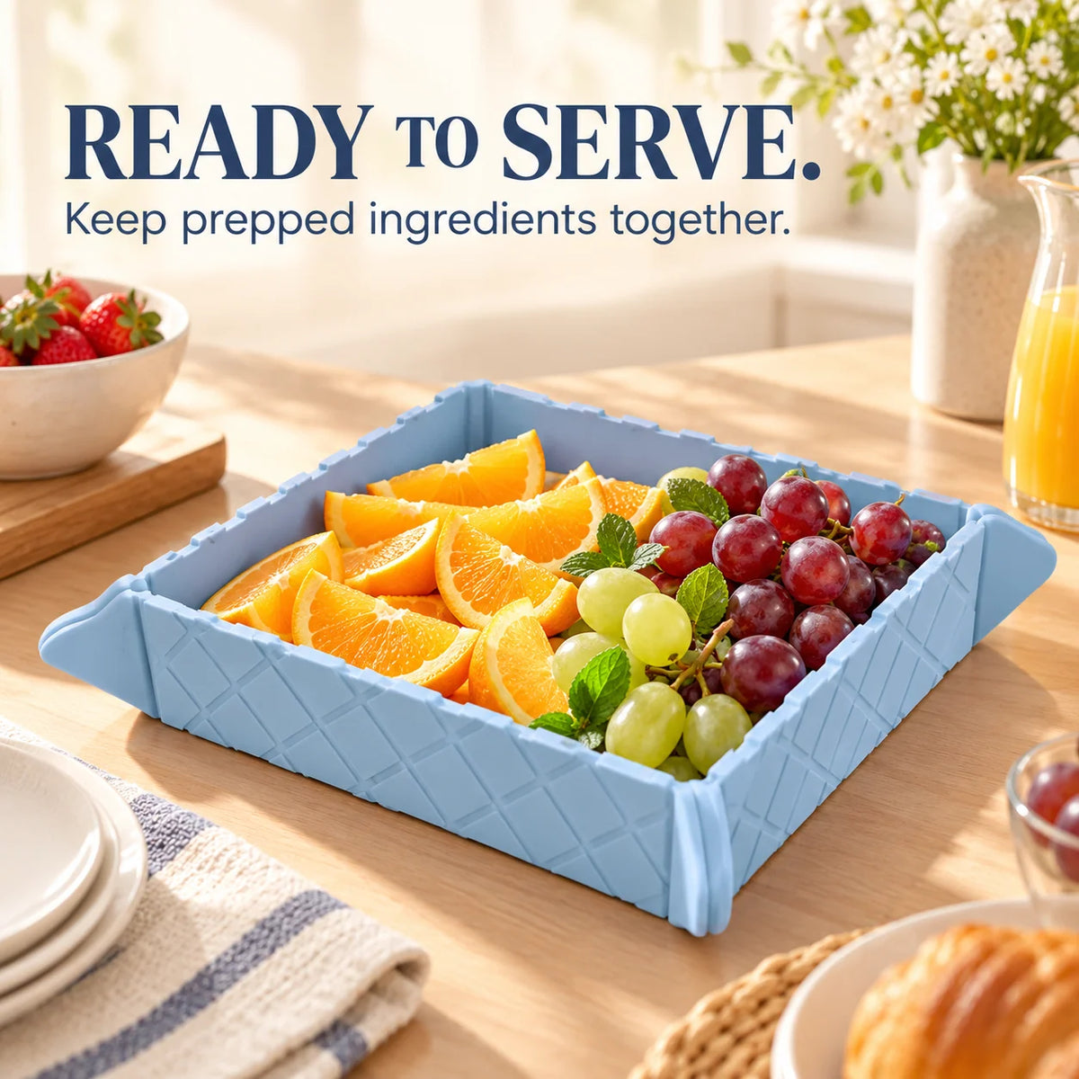 🥗 6 PCS Foldable Silicone Cutting Mat & Serving Tray