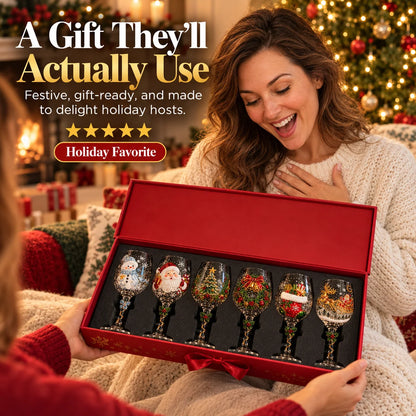 🎅Limited Edition🎄 Christmas Hosting Essential | 6-Piece Festive 3D Wine Glass Gift Set