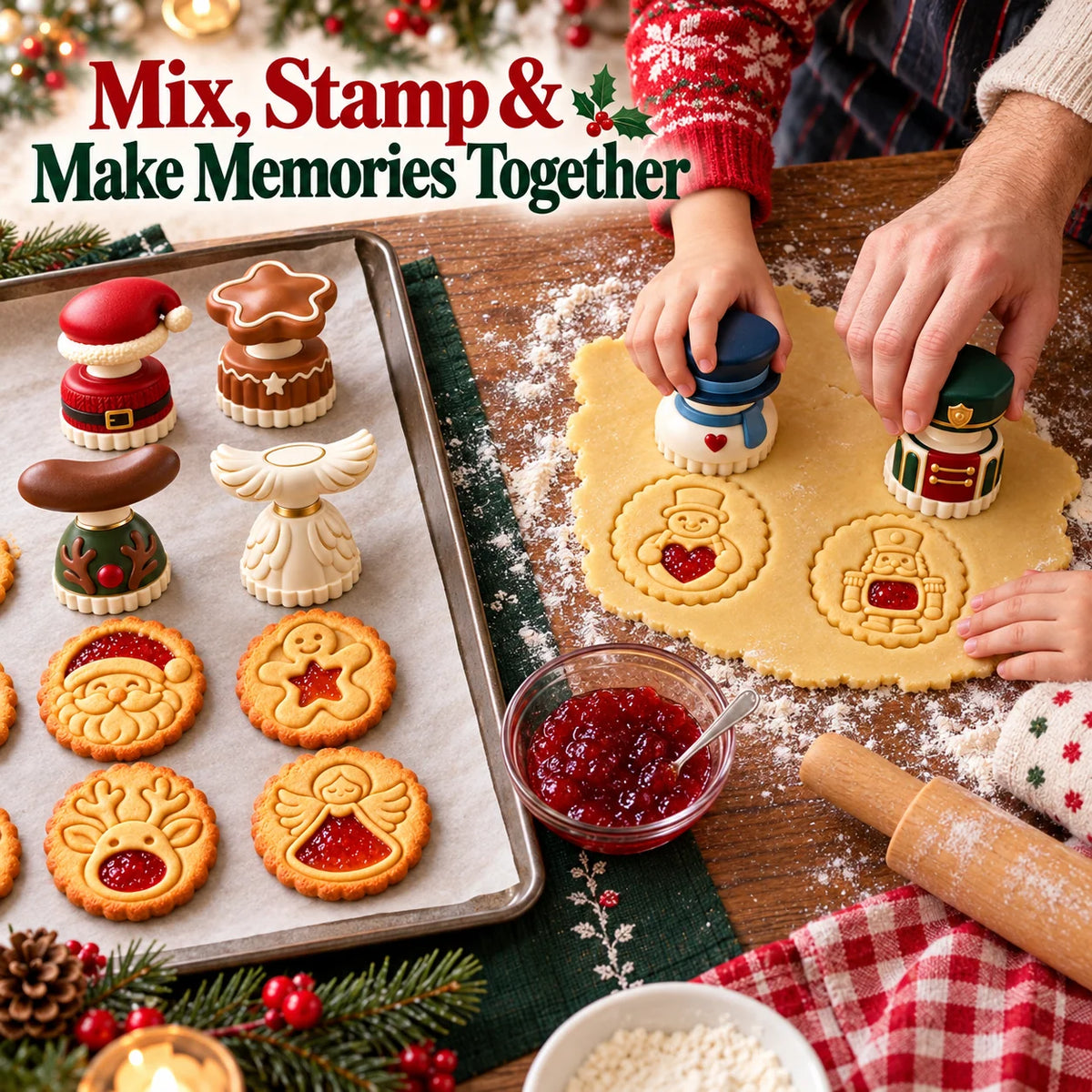 🔥Limited time 50% OFF -🍓🍪 Christmas Jam Cookie Press – Make Adorable Holiday Cookies at Home!