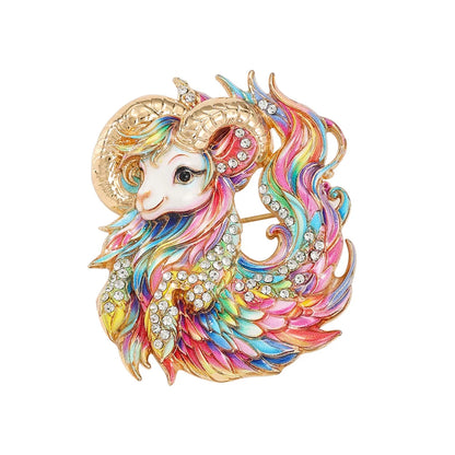 Luxury Zodiac Enamel Brooch – Choose Your Sign