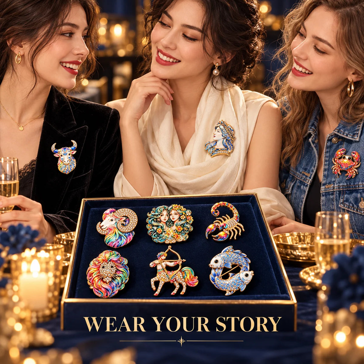 Luxury Zodiac Enamel Brooch – Choose Your Sign