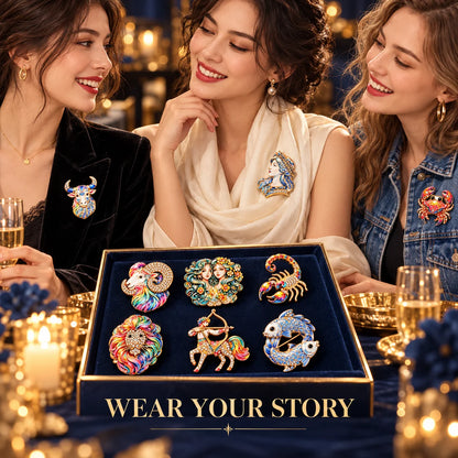 Luxury Zodiac Enamel Brooch – Choose Your Sign