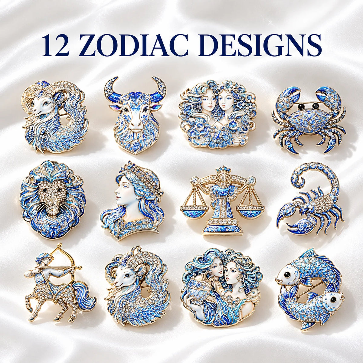 Luxury Zodiac Enamel Brooch – Choose Your Sign
