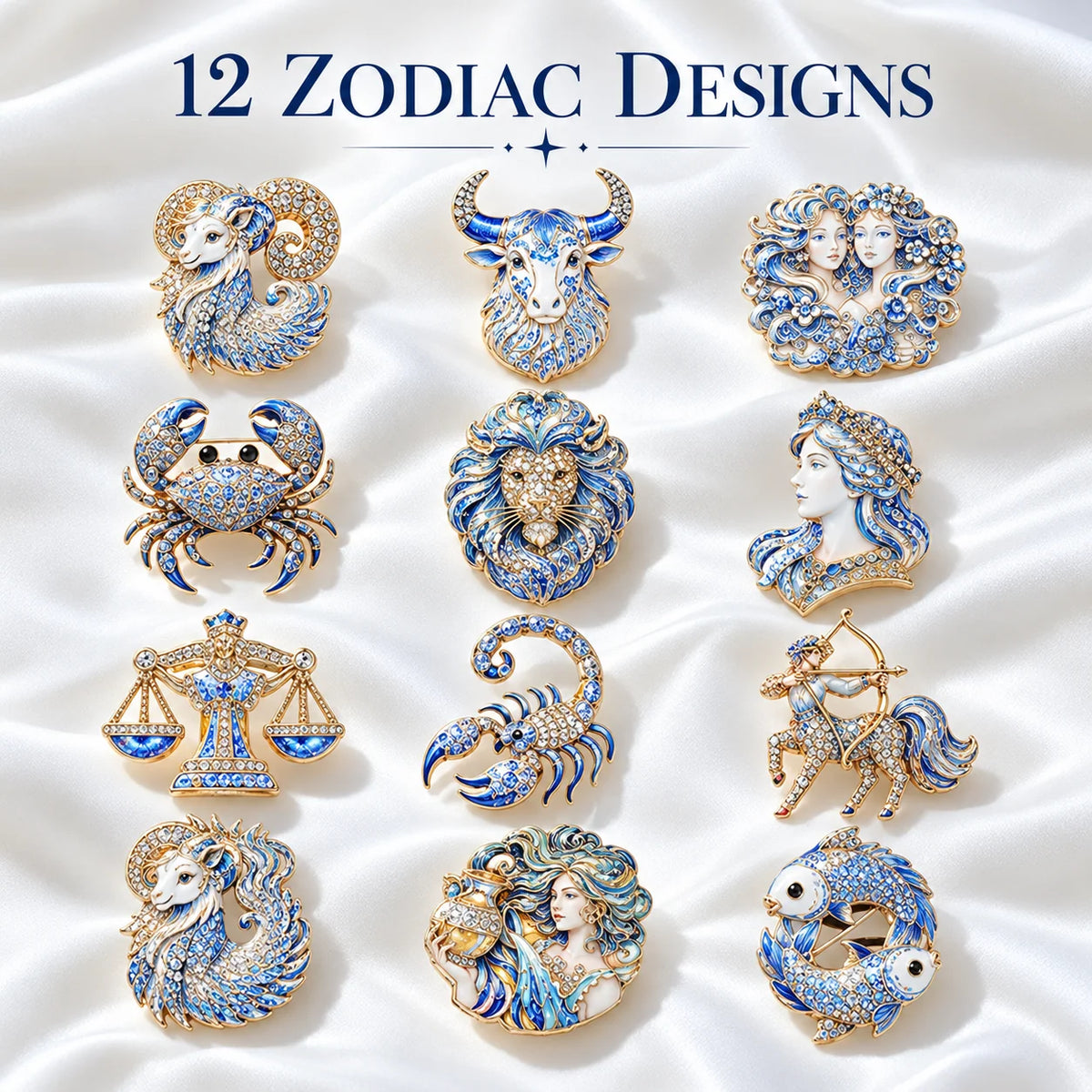 Luxury Zodiac Enamel Brooch – Choose Your Sign