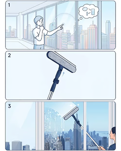 💦 Say Goodbye to Streaks! Dual-Sided Window Cleaning Tool