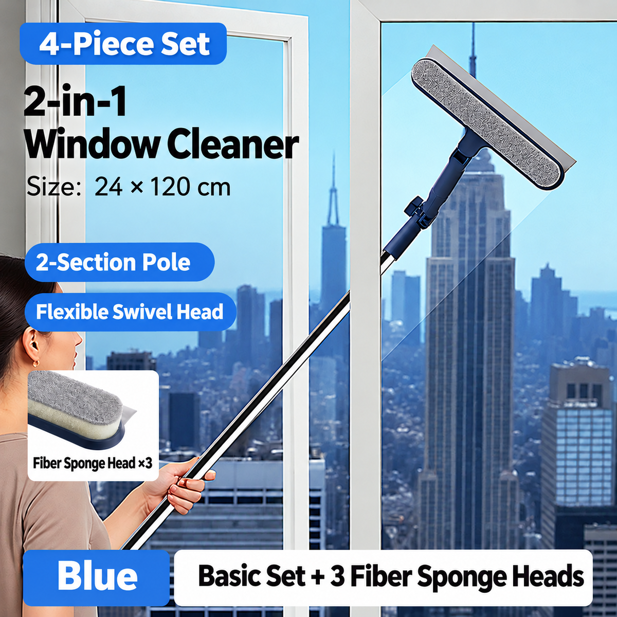 💦 Say Goodbye to Streaks! Dual-Sided Window Cleaning Tool