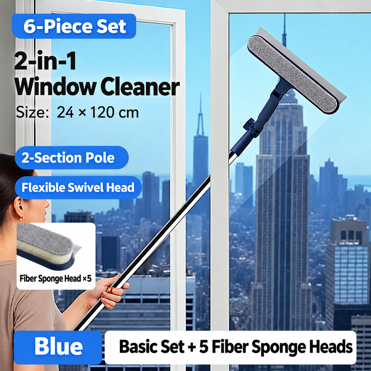 💦 Say Goodbye to Streaks! Dual-Sided Window Cleaning Tool