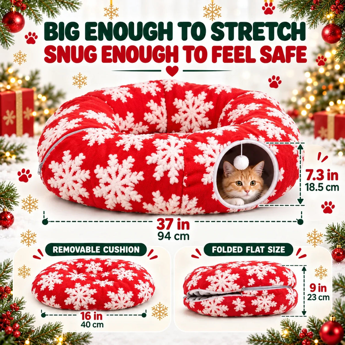 🐱Christmas Tree Cat Tunnel🎄 The Ultimate Cat-Proof Tree Skirt & Hideaway （Free Shipping）🐾