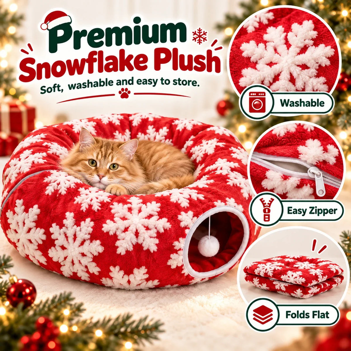 🐱Christmas Tree Cat Tunnel🎄 The Ultimate Cat-Proof Tree Skirt & Hideaway （Free Shipping）🐾