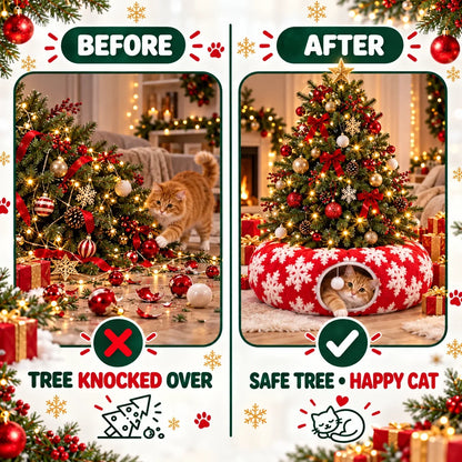 🐱Christmas Tree Cat Tunnel🎄 The Ultimate Cat-Proof Tree Skirt & Hideaway （Free Shipping）🐾