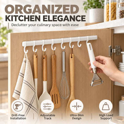 Multi-Functional Drill-Free Cabinet Door Hook Rail