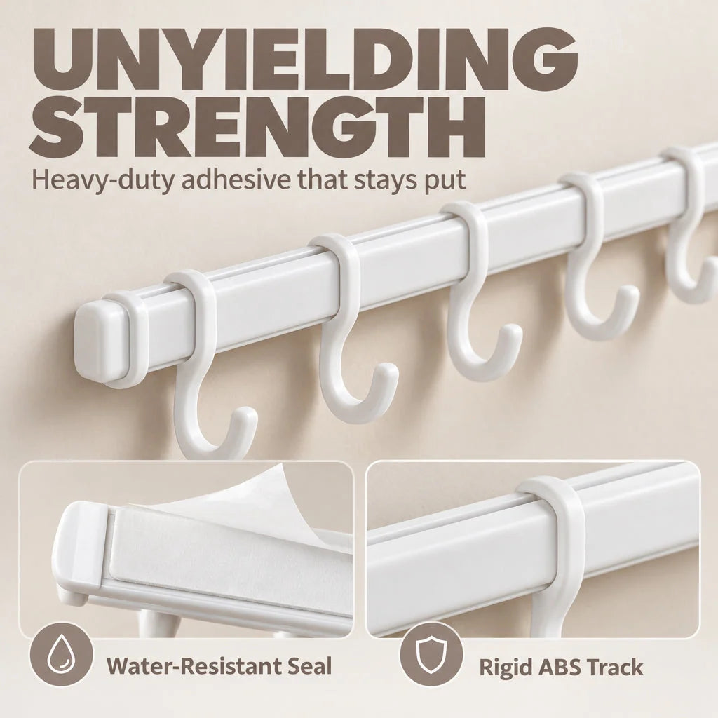 Multi-Functional Drill-Free Cabinet Door Hook Rail