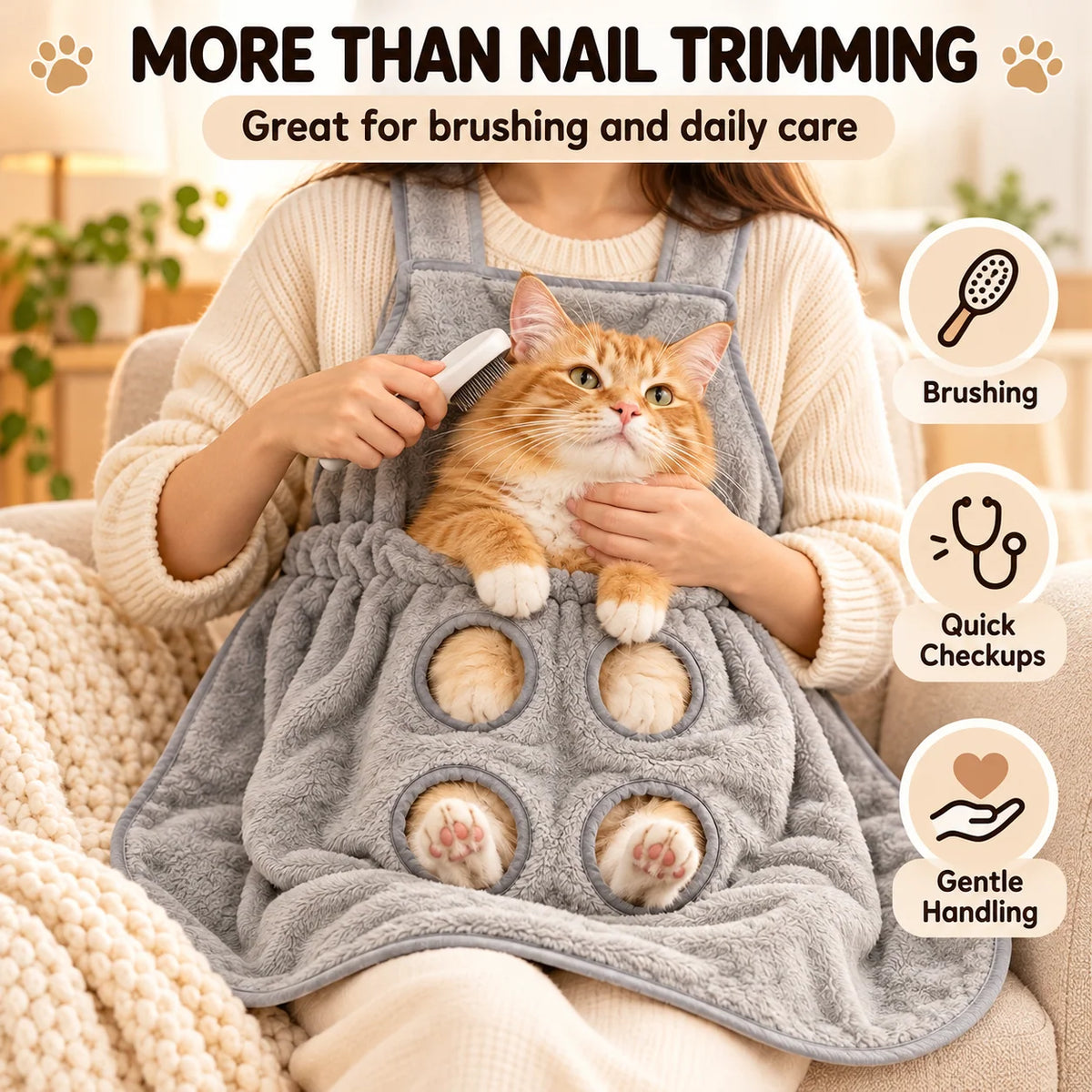 🐱 Paw-Access Cat Grooming Apron – Simple At-Home Nail Care