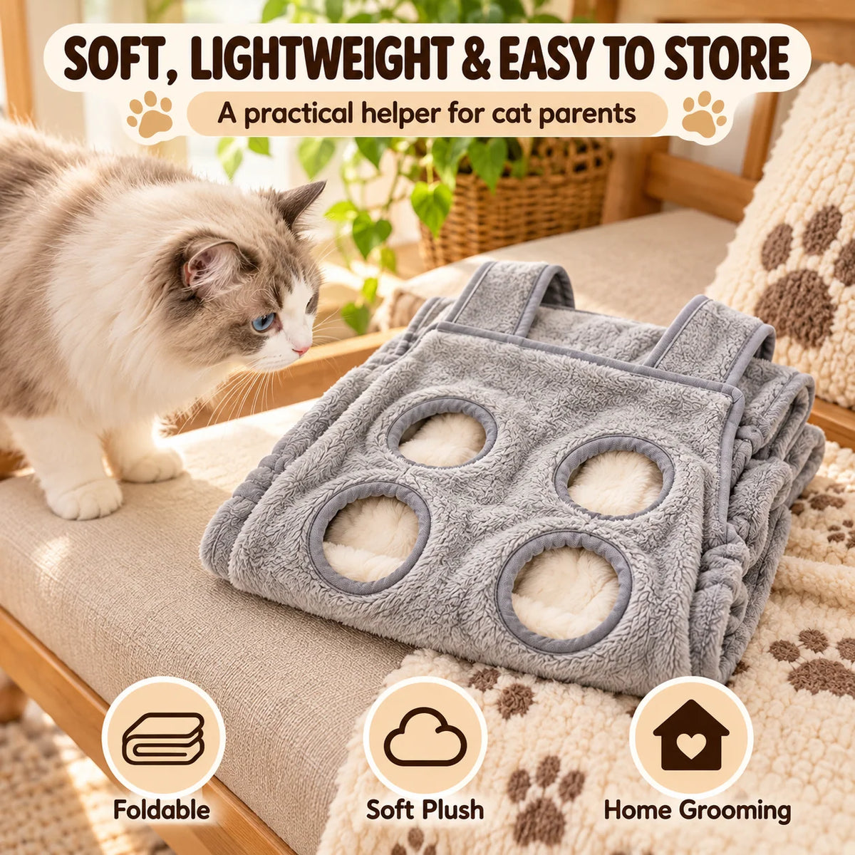 🐱 Paw-Access Cat Grooming Apron – Simple At-Home Nail Care