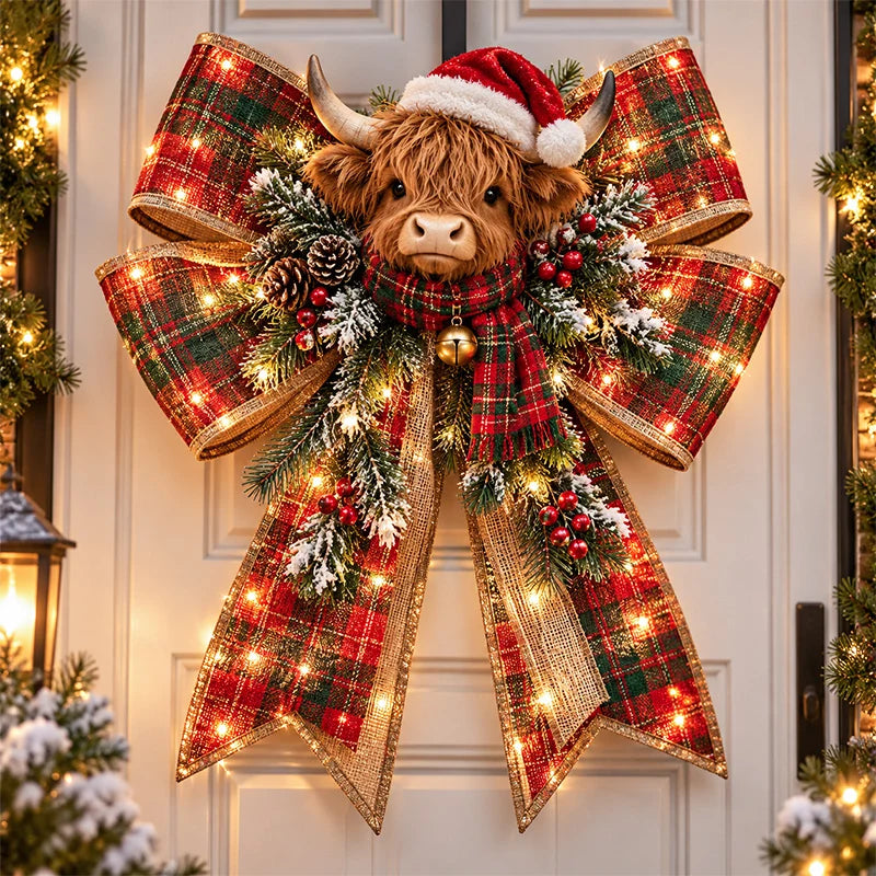 🔥Last Day 50% OFF -🎀🎄 Christmas Magic Door Bows – Oversized Light-Up Christmas Decor