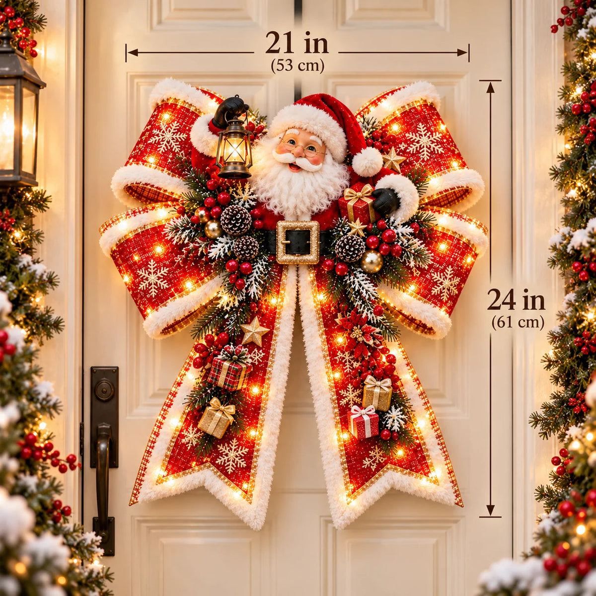 🔥Last Day 50% OFF -🎀🎄 Christmas Magic Door Bows – Oversized Light-Up Christmas Decor