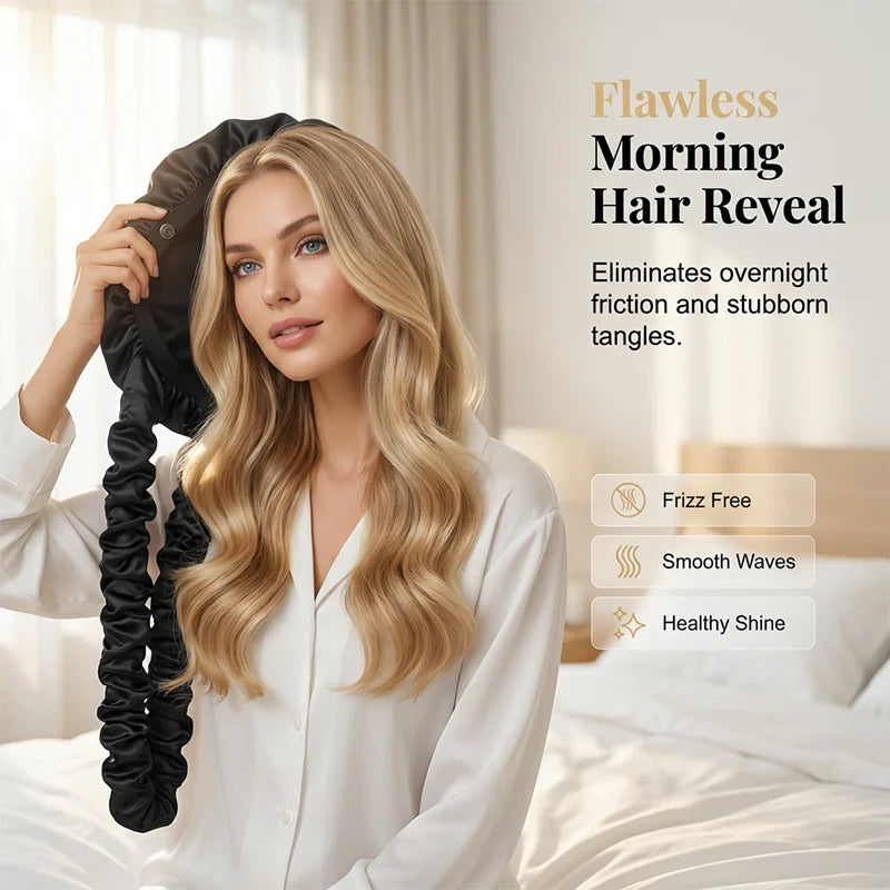 🌙 Satin Heatless Curling Bonnet – Wake Up to Beautiful Curls