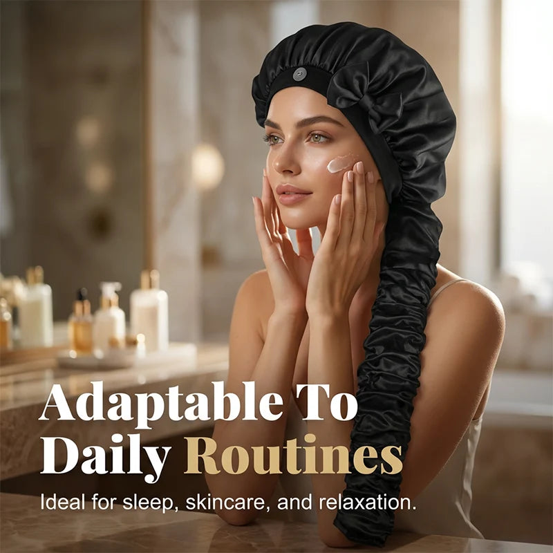 🌙 Satin Heatless Curling Bonnet – Wake Up to Beautiful Curls