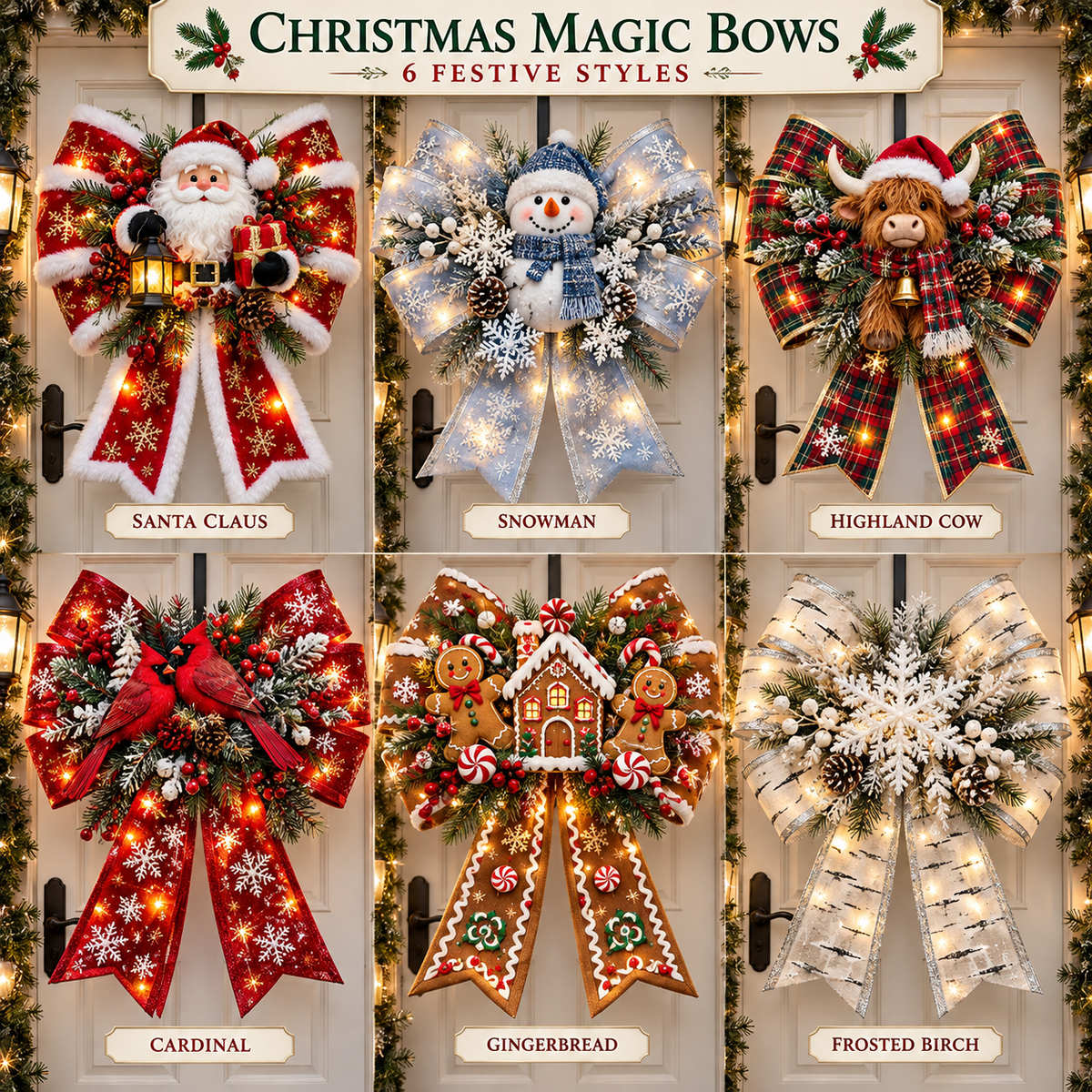 🔥Last Day 50% OFF -🎀🎄 Christmas Magic Door Bows – Oversized Light-Up Christmas Decor