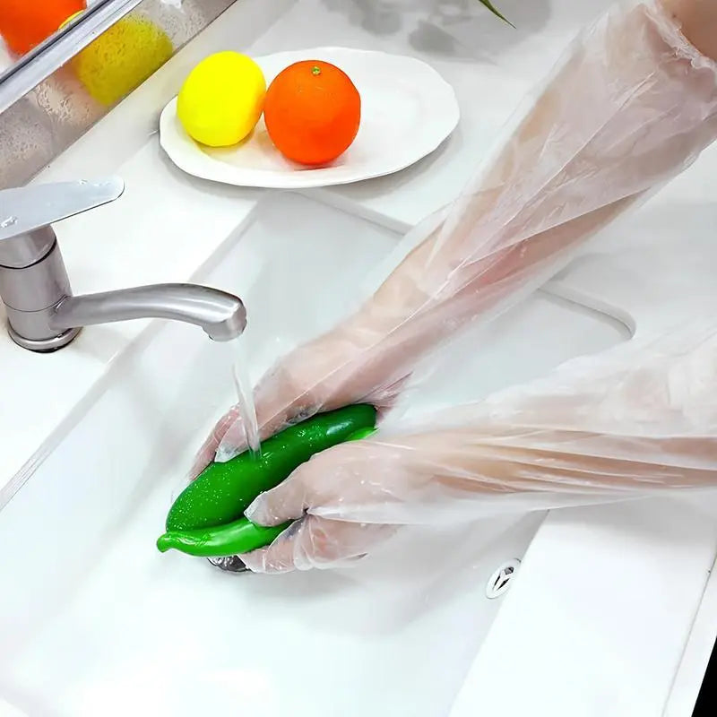 🧤 23.6" Disposable Long-Arm Gloves – Protective Elastic Cuff Design