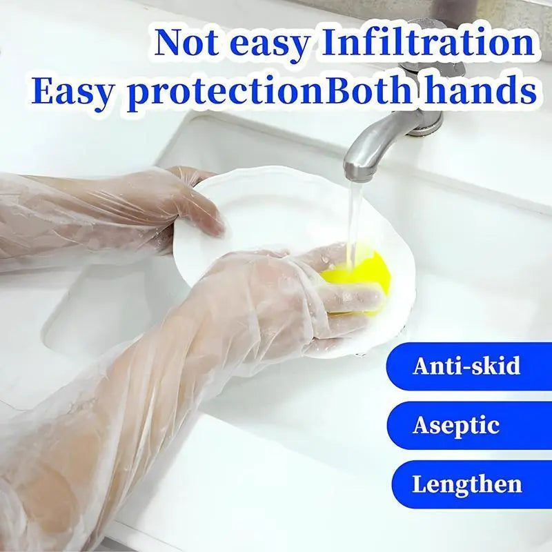 🧤 23.6" Disposable Long-Arm Gloves – Protective Elastic Cuff Design