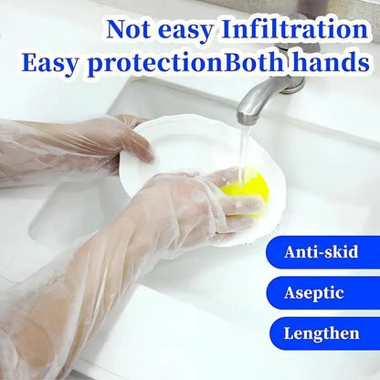 🧤 23.6" Disposable Long-Arm Gloves – Protective Elastic Cuff Design