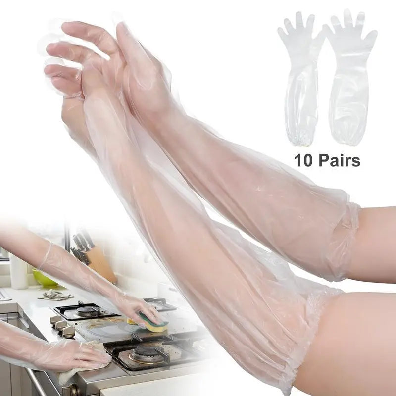 🧤 23.6" Disposable Long-Arm Gloves – Protective Elastic Cuff Design