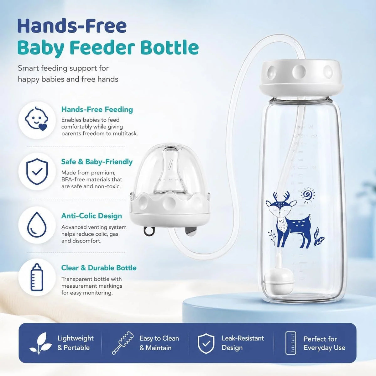 Hands-Free Anti-Colic Baby Bottle 🍼 – Convenient Feeding Design